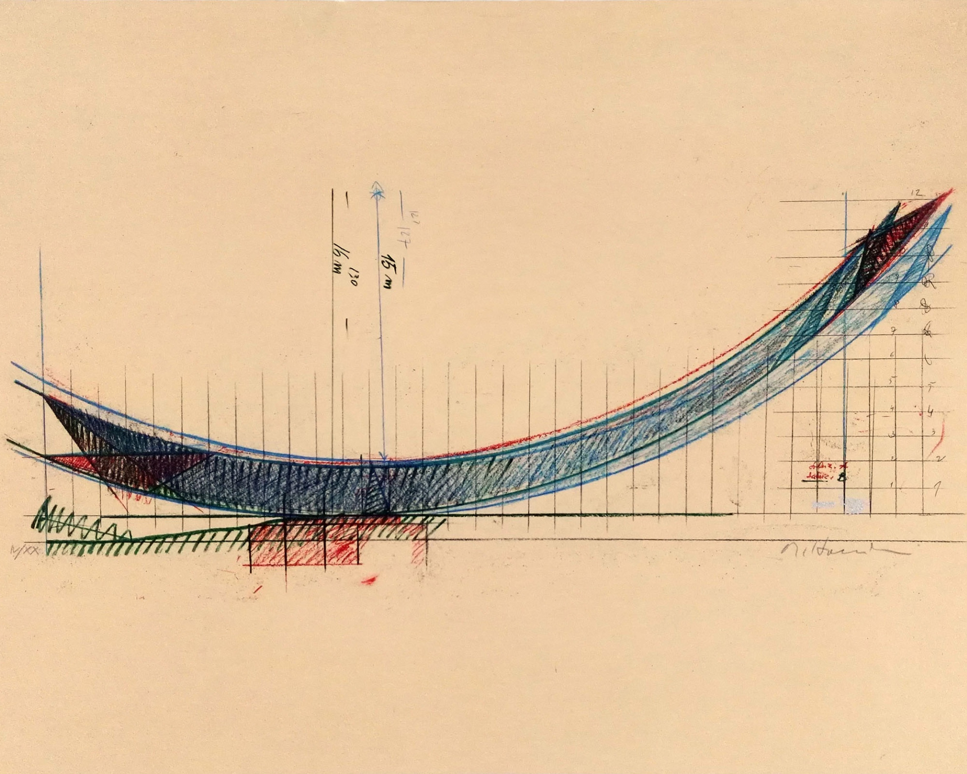 Mauro Staccioli, Prato 88, lithograph, 1989