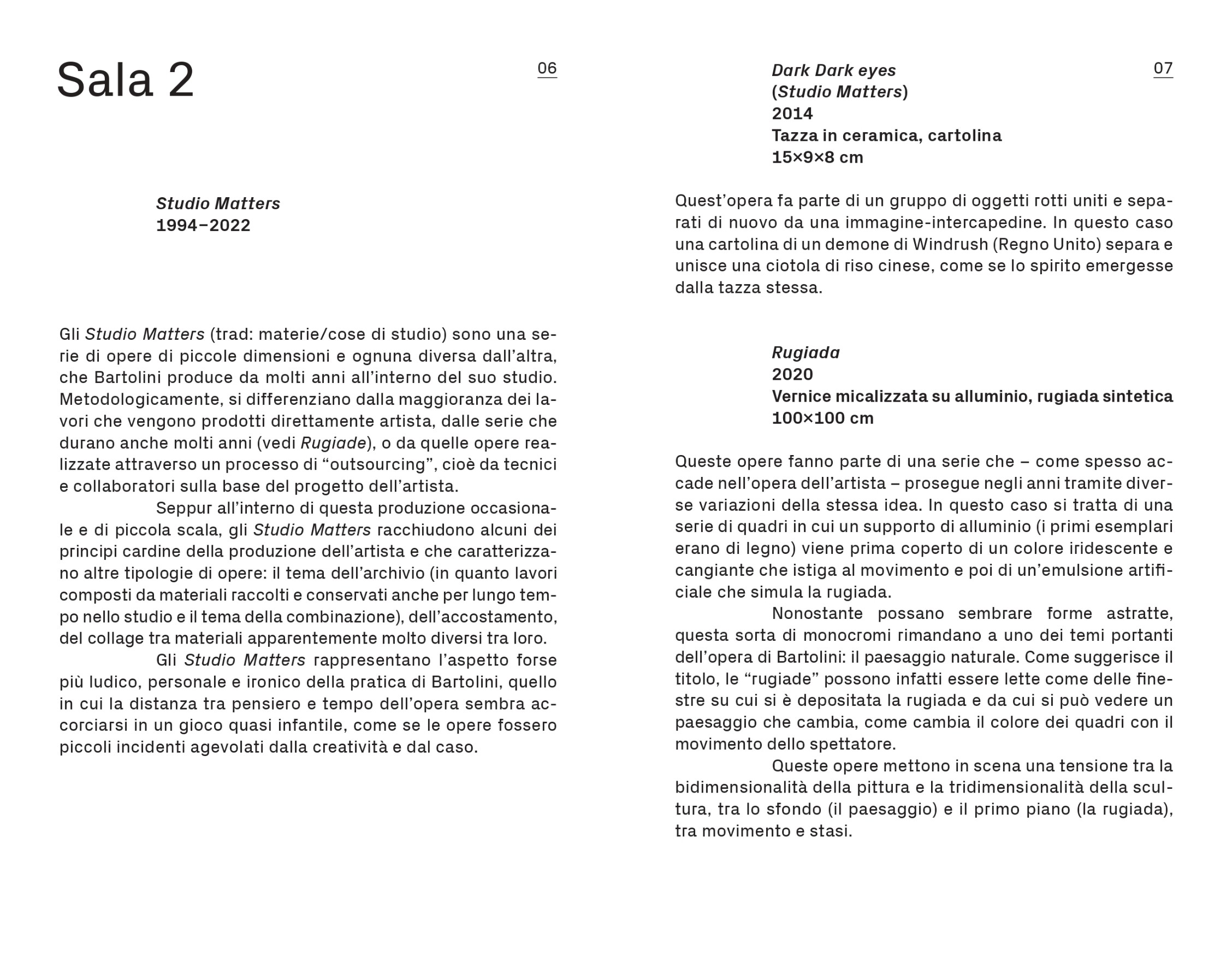 Massimo Bartolini. Hagoromo, booklet della mostra, 2022
