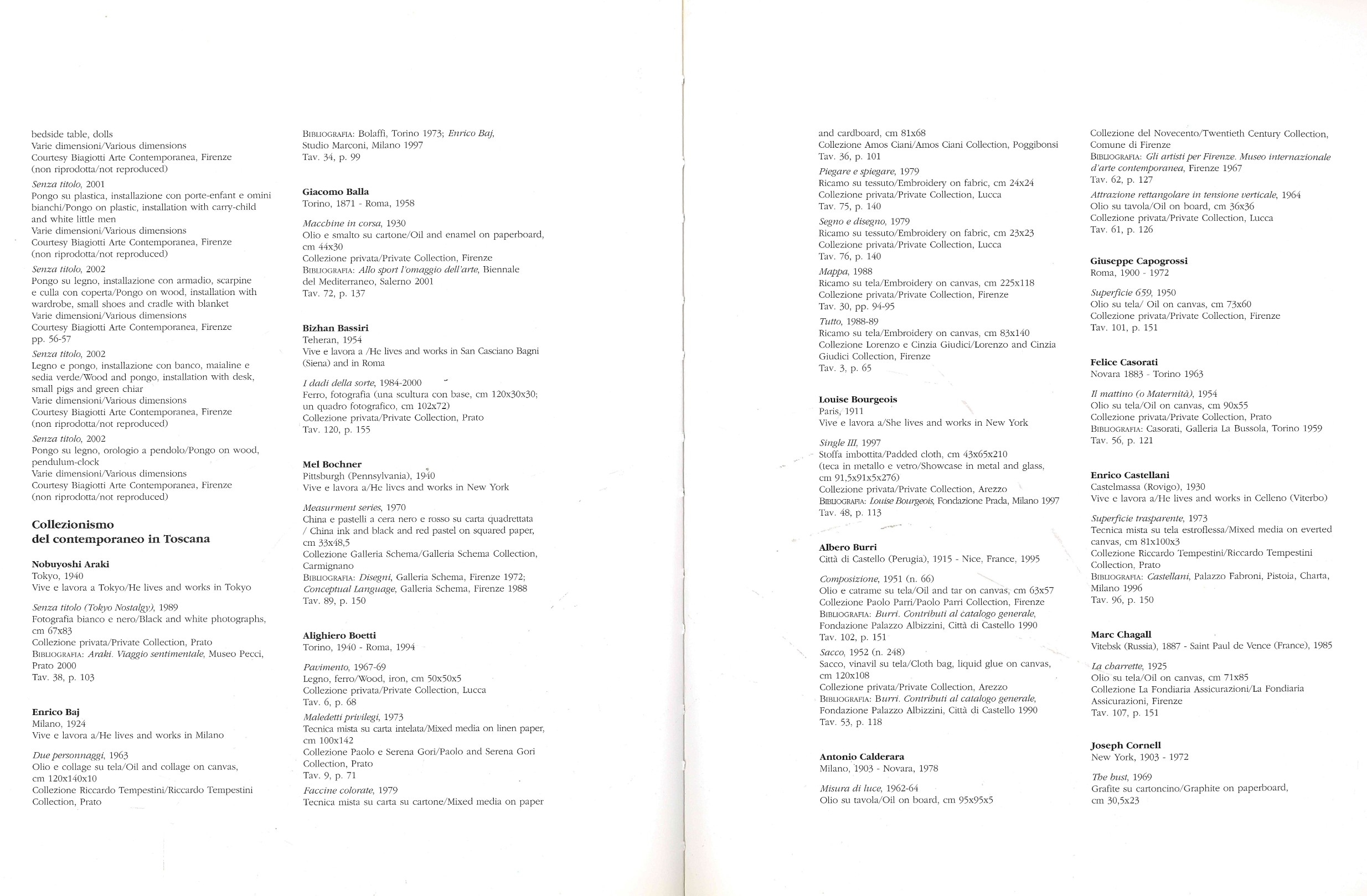 Elenco delle opere in mostra, estratto dal catalogo (pp. 156-167)